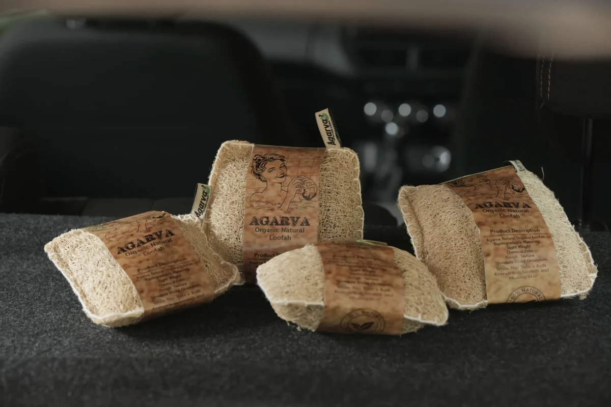 Agarva natural loofa in a car dashboard